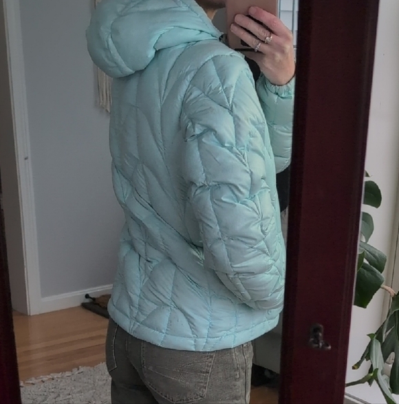 Outdoor Research Women's Light Aqua Hooded Puffer Jacket - Picture 10 of 17